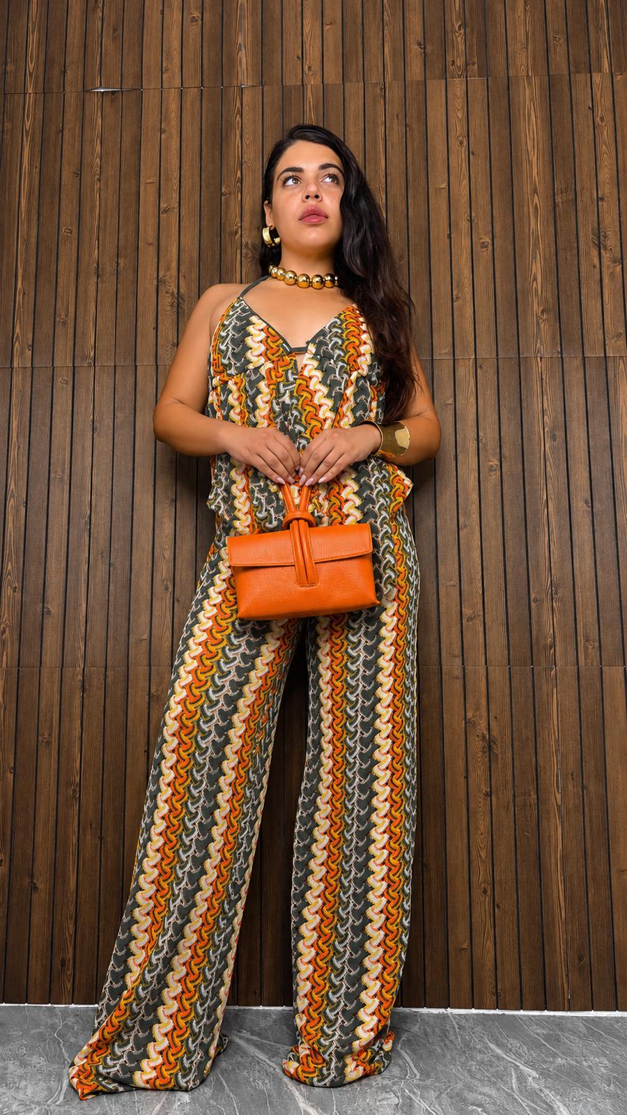 111.Coordinato Astratta Arancio
