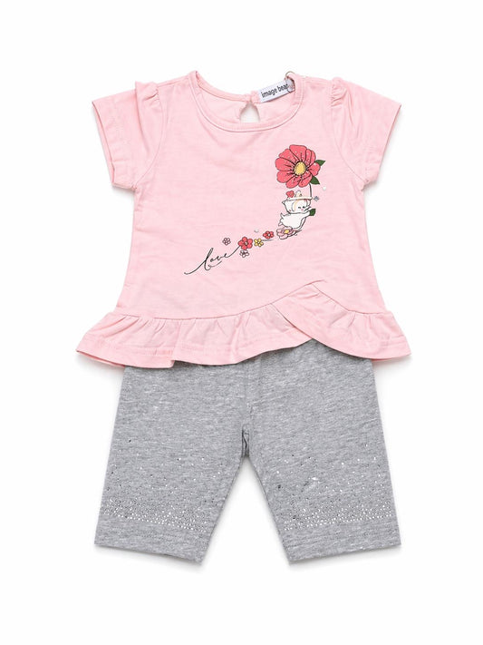 057. Completo Maglia Floreale Leggings Grigi