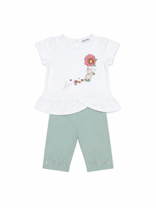 058. Completo Maglia Floreale Leggings Verdi