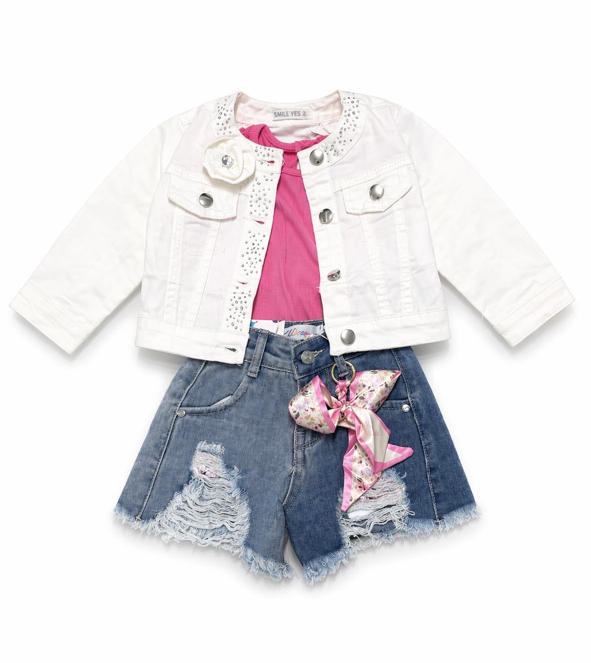 060. Completo con Giacca Bianca e Bandana-Jeans