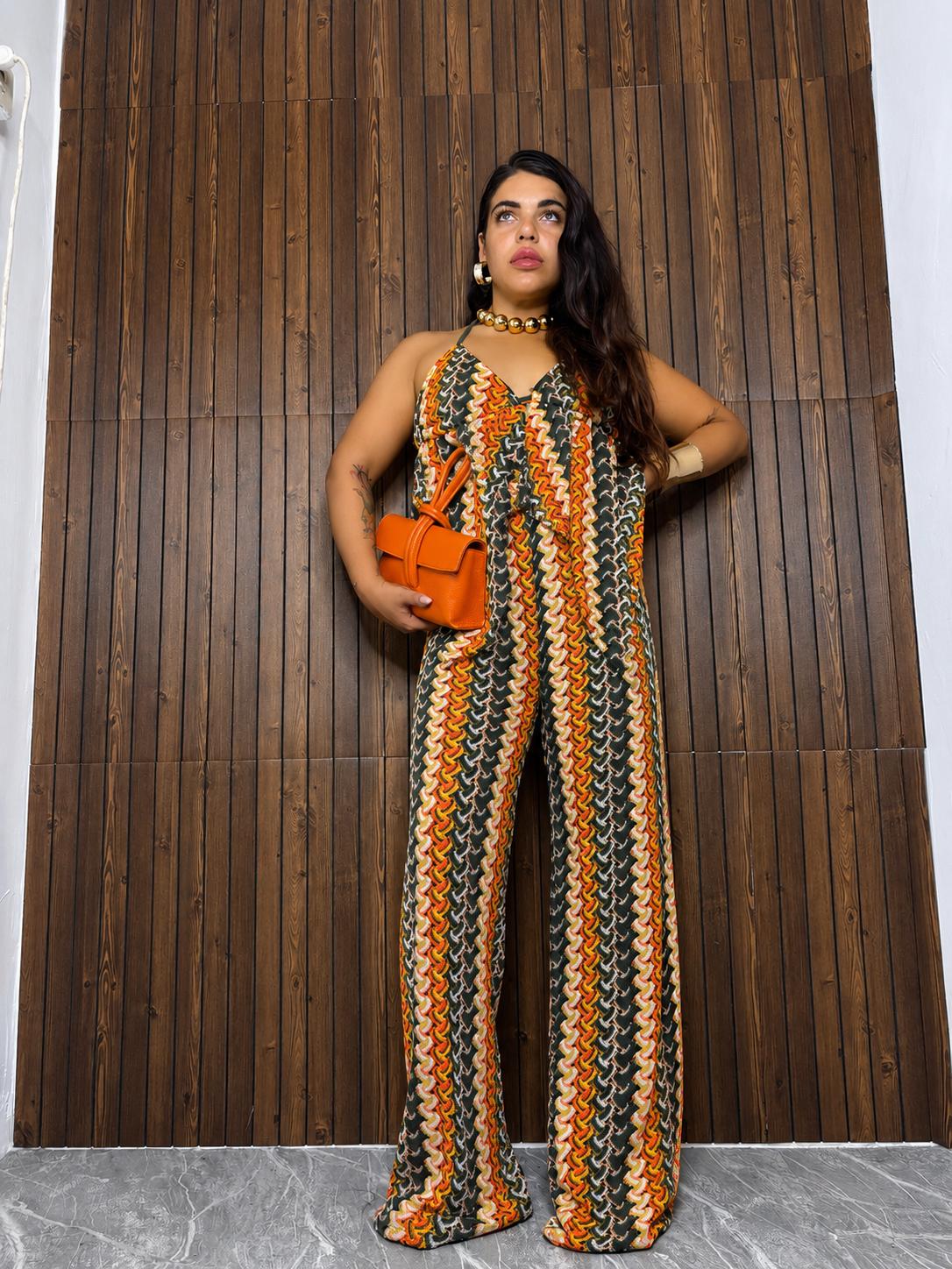 111.Coordinato Astratta Arancio