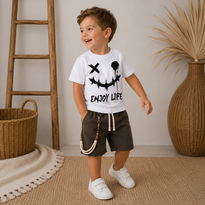 052. T-Shirt Street Enjoy Life Bianca Grafica