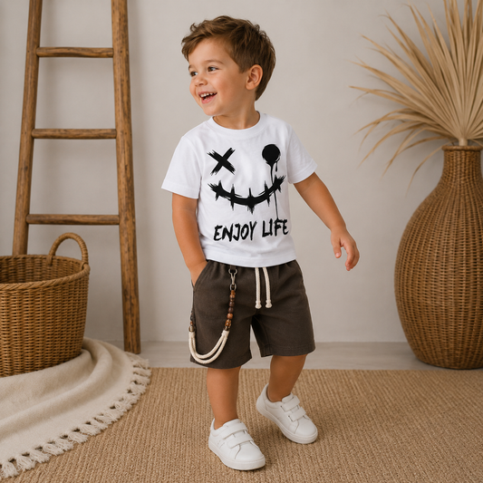 052. T-Shirt Street Enjoy Life Bianca Grafica