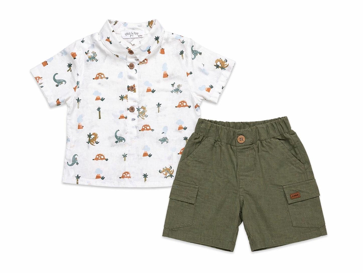 047. Completo Safari Dino Shirt & Bermuda Verde