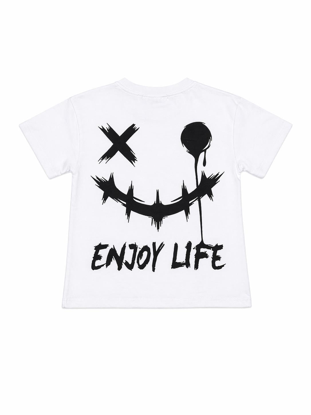 052. T-Shirt Street Enjoy Life Bianca Grafica