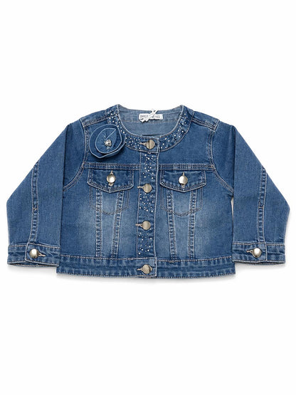 062. Giacca Jeans Toppa Fiore