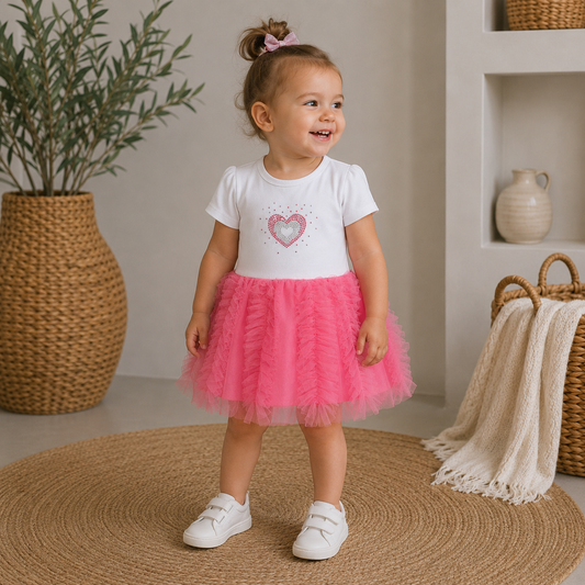 061. Completo Bianco & Gonna Tulle Rosa