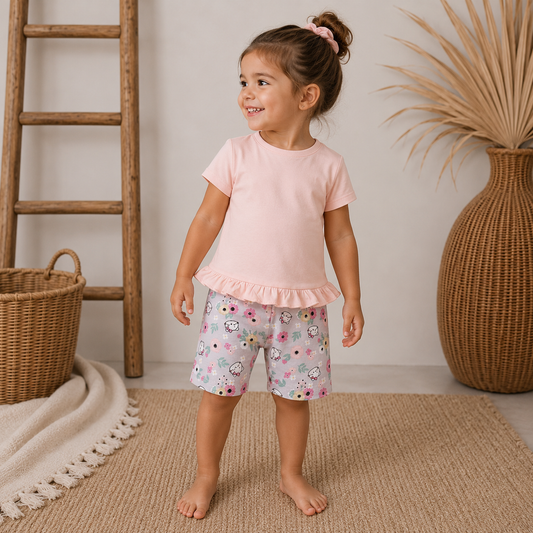 053. Completo Baby Love Rosa & Leggings Grigio Fantasie