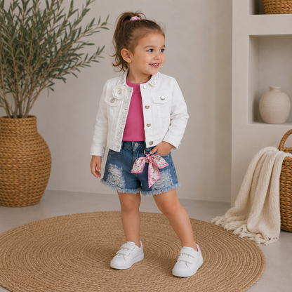 060. Completo con Giacca Bianca e Bandana-Jeans